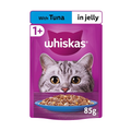 WHISKAS 1+ ADULT WET CAT FOOD POUCHES IN JELLY WITH TUNA 85G