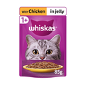 WHISKAS 1+ ADULT WET CAT FOOD POUCHES IN JELLY WITH CHICKEN 85G