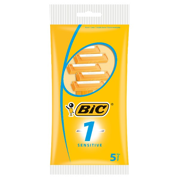 BIC 1 SENSITIVE DISPOSABLE MEN'S RAZORS - PACK OF 5