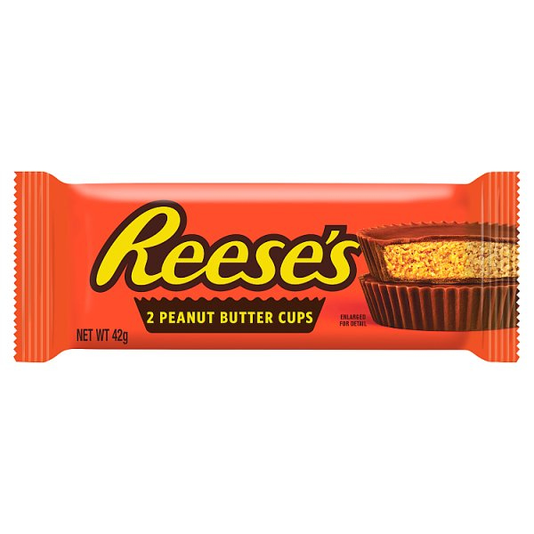 REESE'S MILK CHOCOLATE AND PEANUT BUTTER CUPS, 2 PACK, 42G