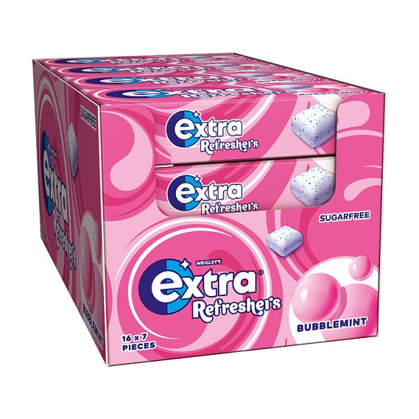 EXTRA REFRESHERS CHEWING GUM SUGAR FREE BUBBLEMINT X7 PIECES