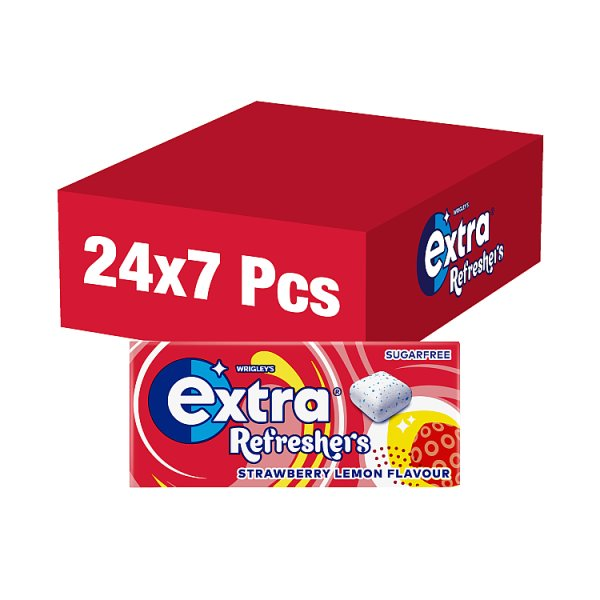 EXTRA REFRESHERS CHEWING GUM SUGAR FREE STRAWBERRY LEMON X7 PIECES