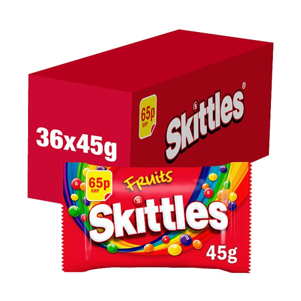SKITTLES CHEWY SWEETS BAG FRUIT FLAVOURED 45G PMP £0.65