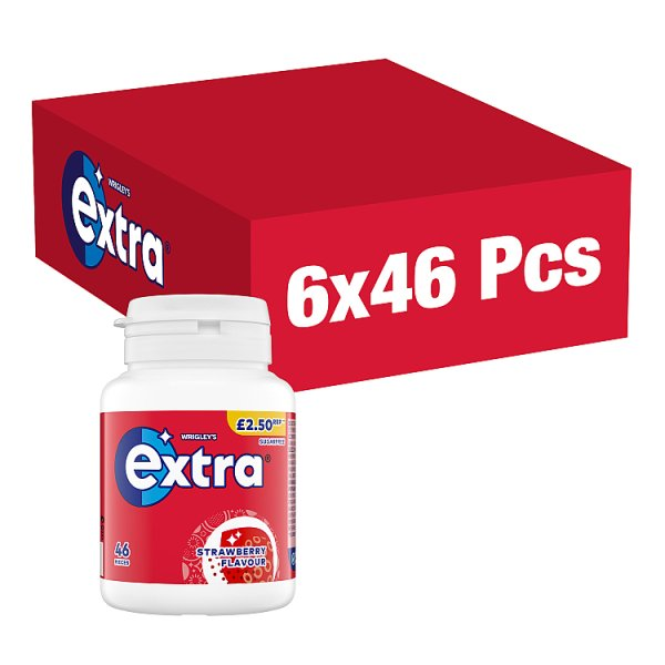 EXTRA STRAWBERRY FLAVOUR SUGARFREE CHEWING GUM BOTTLE £2.50 PMP 46 PIECES