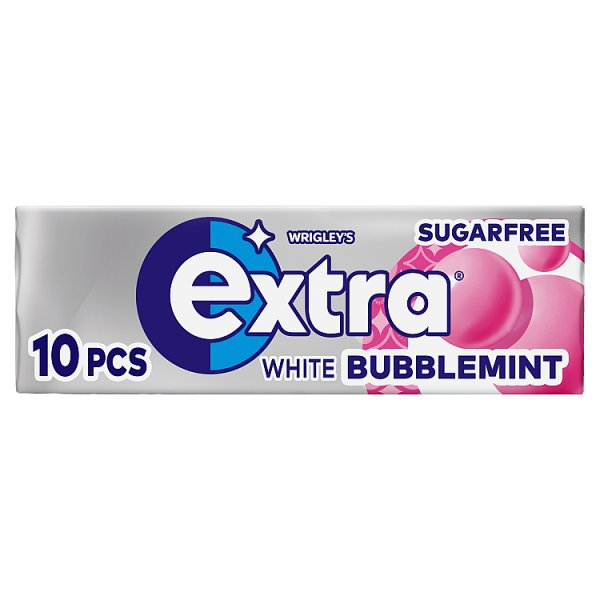 EXTRA WHITE CHEWING GUM SUGAR FREE BUBBLEMINT X10 PIECES