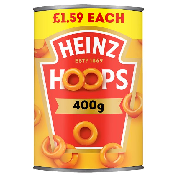 HEINZ HOOPS SHAPED PASTA IN TOMATO SAUCE PMP 400G