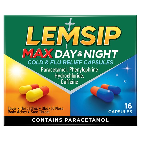 LEMSIP MAX DAY & NIGHT COLD & FLU RELIEF CAPSULES 16 CAPSULES