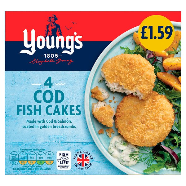 YOUNG'S 4 COD FISH CAKES 200G