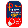 PRINCES SKINLESS & BONELESS MACKEREL FILLETS RICH TOMATO SAUCE 125G