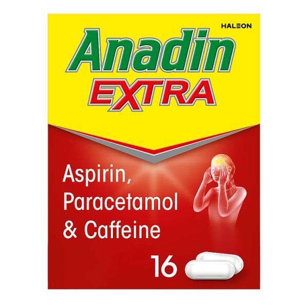ANADIN EXTRA ASPIRIN, PARACETAMOL, & CAFFEINE CAPLETS, 16S