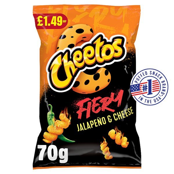 CHEETOS FIERY JALAPENO & CHEESE SHARING CRISPS 70G PMP RRP £1.49
