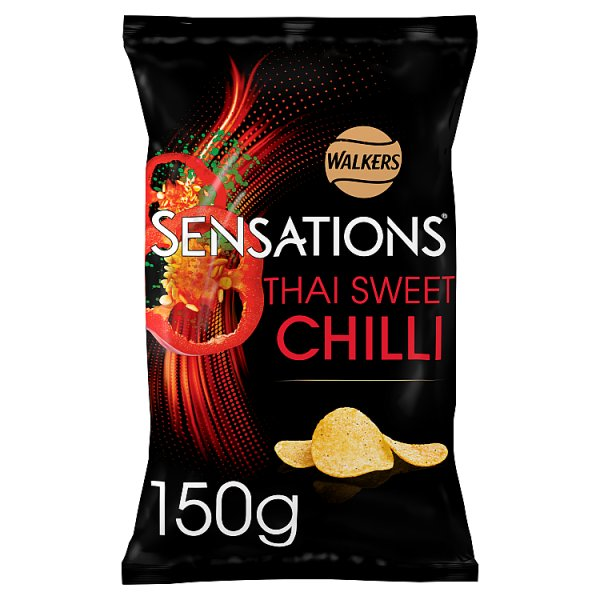 WALKERS SENSATIONS THAI SWEET CHILLI SHARING BAG CRISPS 150G