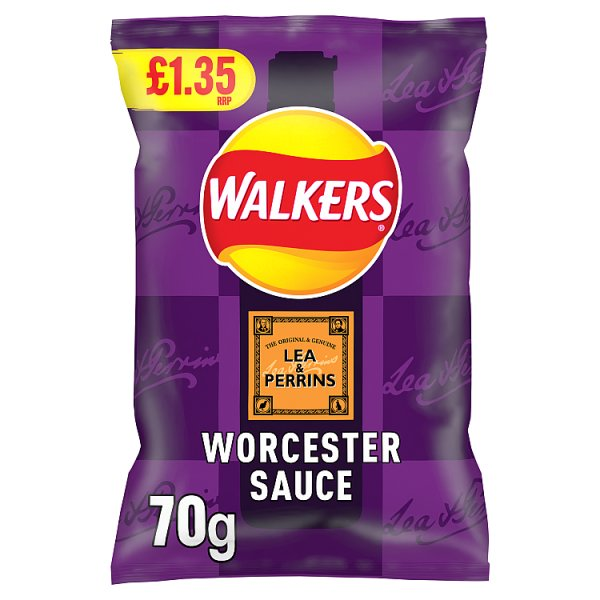 WALKERS LEA & PERRINS WORCESTER SAUCE SHARING CRISPS 70G PMP RRP £1.35