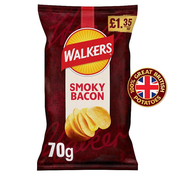 WALKERS SMOKEY BACON PM135 70G
