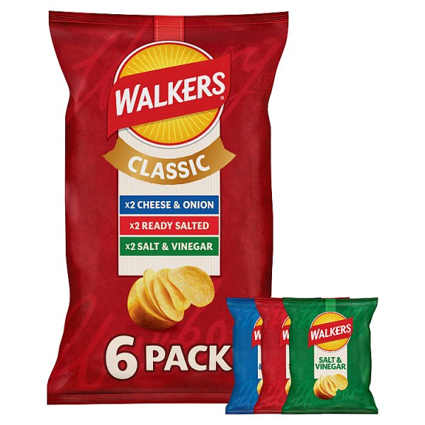 WALKERS VARIETY CRISPS 6PK 6X25G