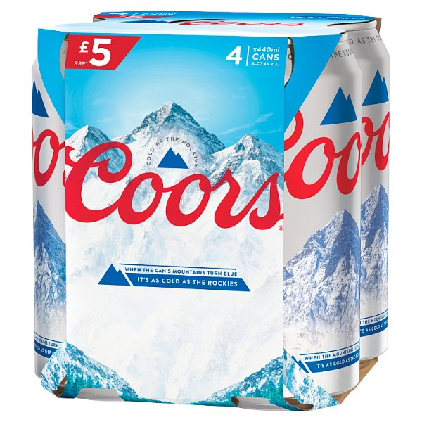 COORS LAGER BEER CAN 4 X 440ML