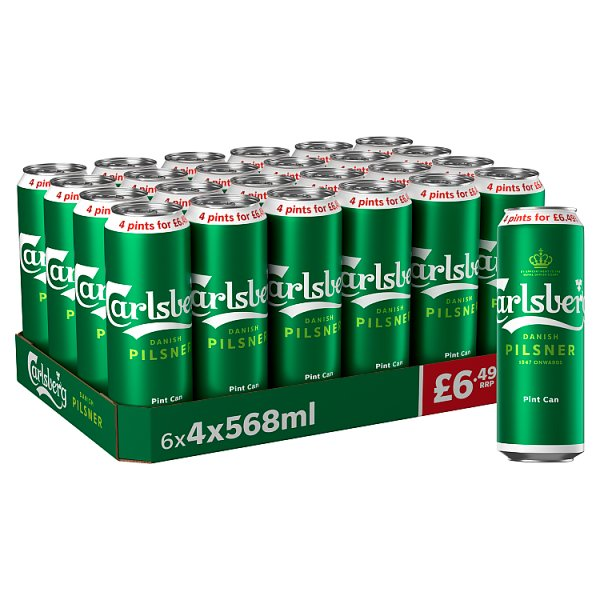 CARLSBERG DANISH PILSNER LAGER BEER 4 X 568ML CAN PMP £6.49