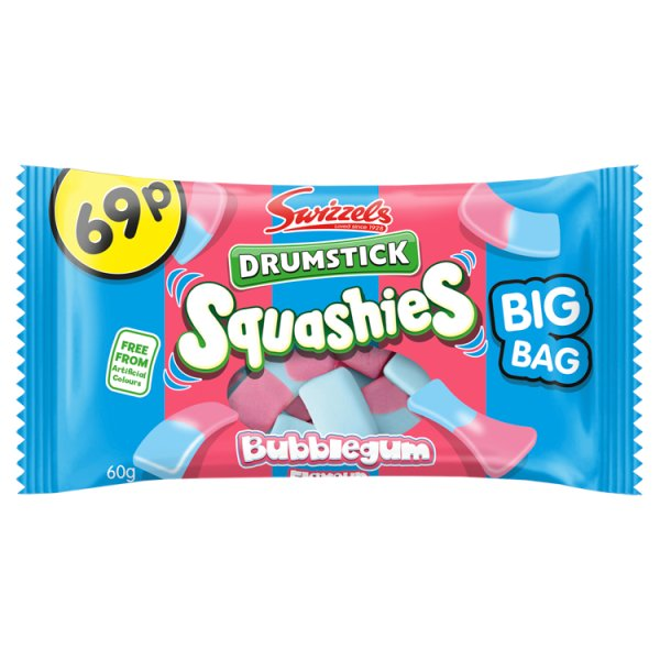 SWIZZELS SQUASHIES BUBBLEGUM 60G