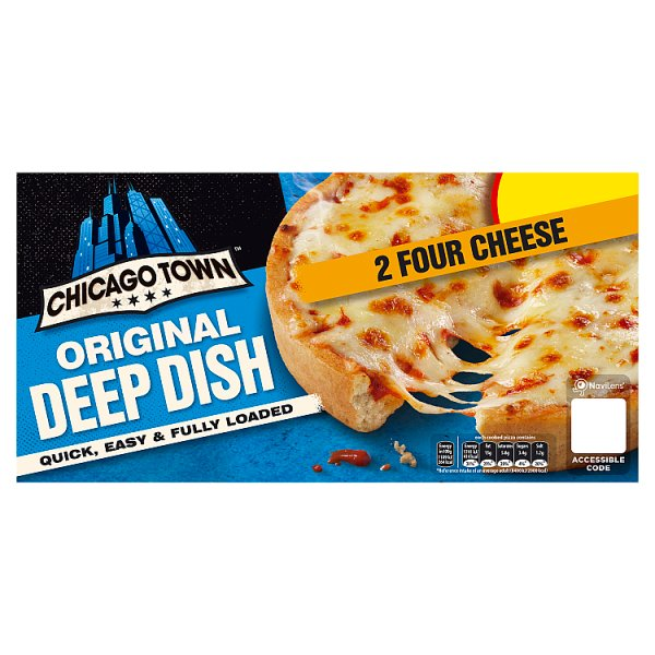 CHICAGO TOWN 2 DEEP DISH FOUR CHEESE MINI PIZZAS 2 X 148G (PMP)