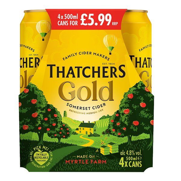 THATCHERS GOLD SOMERSET CIDER 4 X 500ML