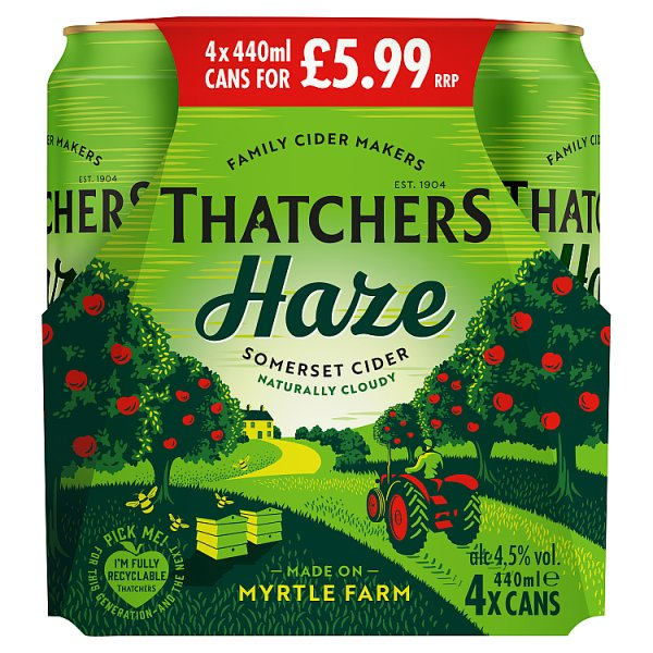 THATCHERS HAZE SOMERSET CIDER 4 X 440ML