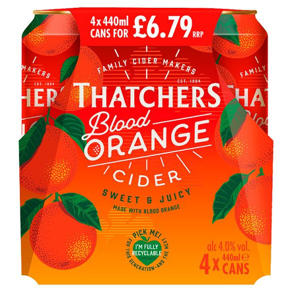 THATCHERS BLOOD ORANGE CIDER 4 X 440ML