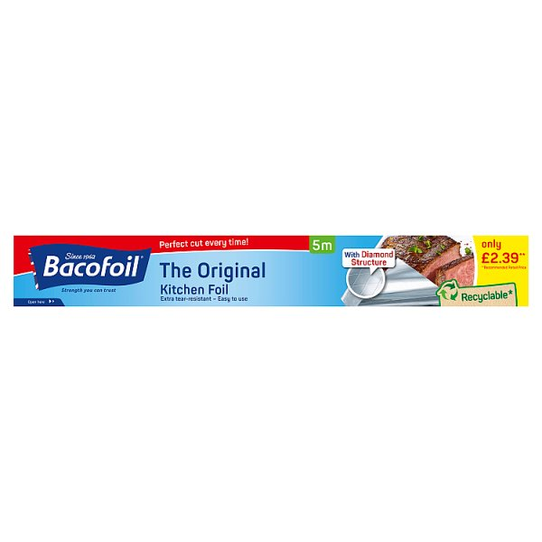 BACOFOIL THE ORIGINAL KITCHEN FOIL 5M X 30CM £2.39 WITH EASY-CUT SYSTEM