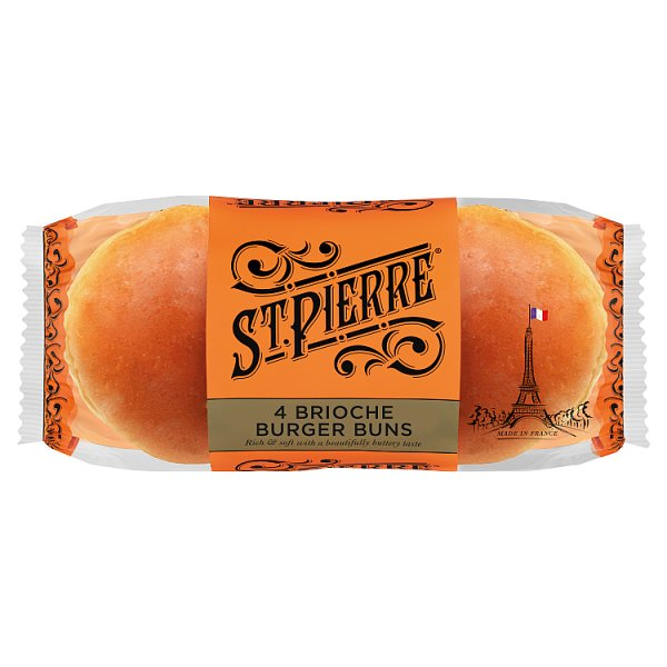 ST PIERRE 4 PRE-SLICED BRIOCHE BURGER BUNS