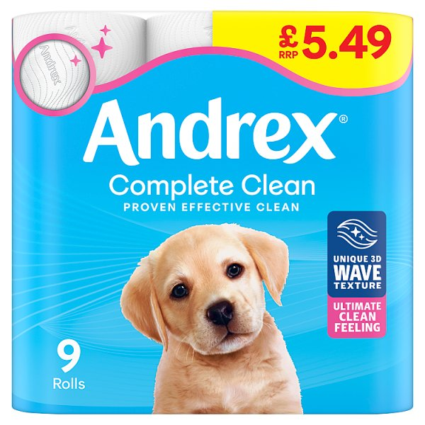 ANDREX COMPLETE CLEAN TOILET TISSUE 9 ROLL £5.49 PMP