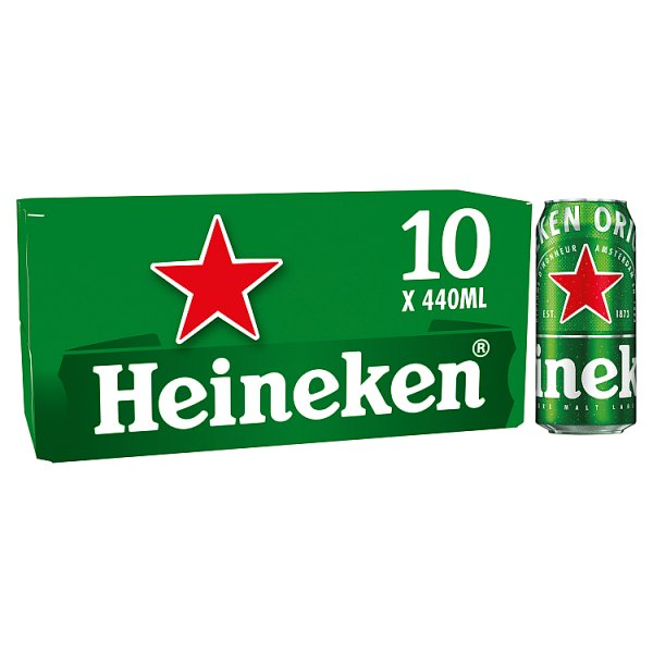 HEINEKEN ORIGINAL PREMIUM LAGER BEER 5% ABV CANS 10X440ML