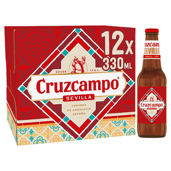 CRUZCAMPO SEVILLA LAGER BEER 4.4% ABV BOTTLE 12X330ML