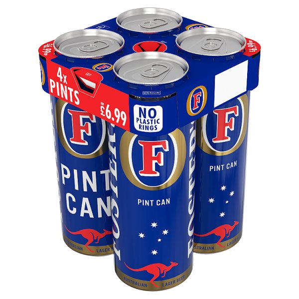 FOSTER'S LAGER BEER 3.7% ABV MULTIPACK PINT CAN 4X568ML PMP £6.99