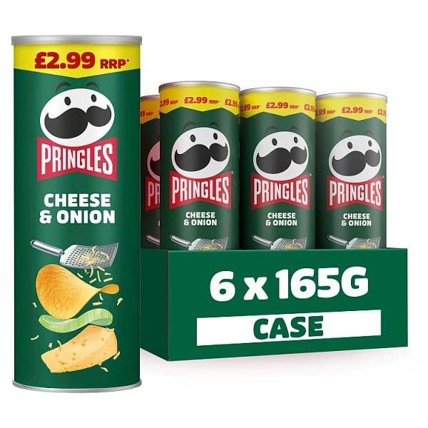 PRINGLES CHEESE & ONION SHARING CRISPS 6 X 165G PMP £2.99