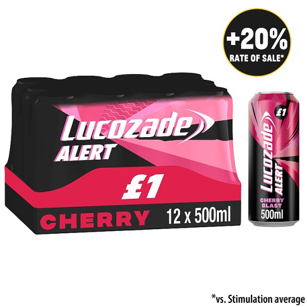 LUCOZADE ALERT CHERRY BLAST ENERGY DRINK 500ML £1 PMP