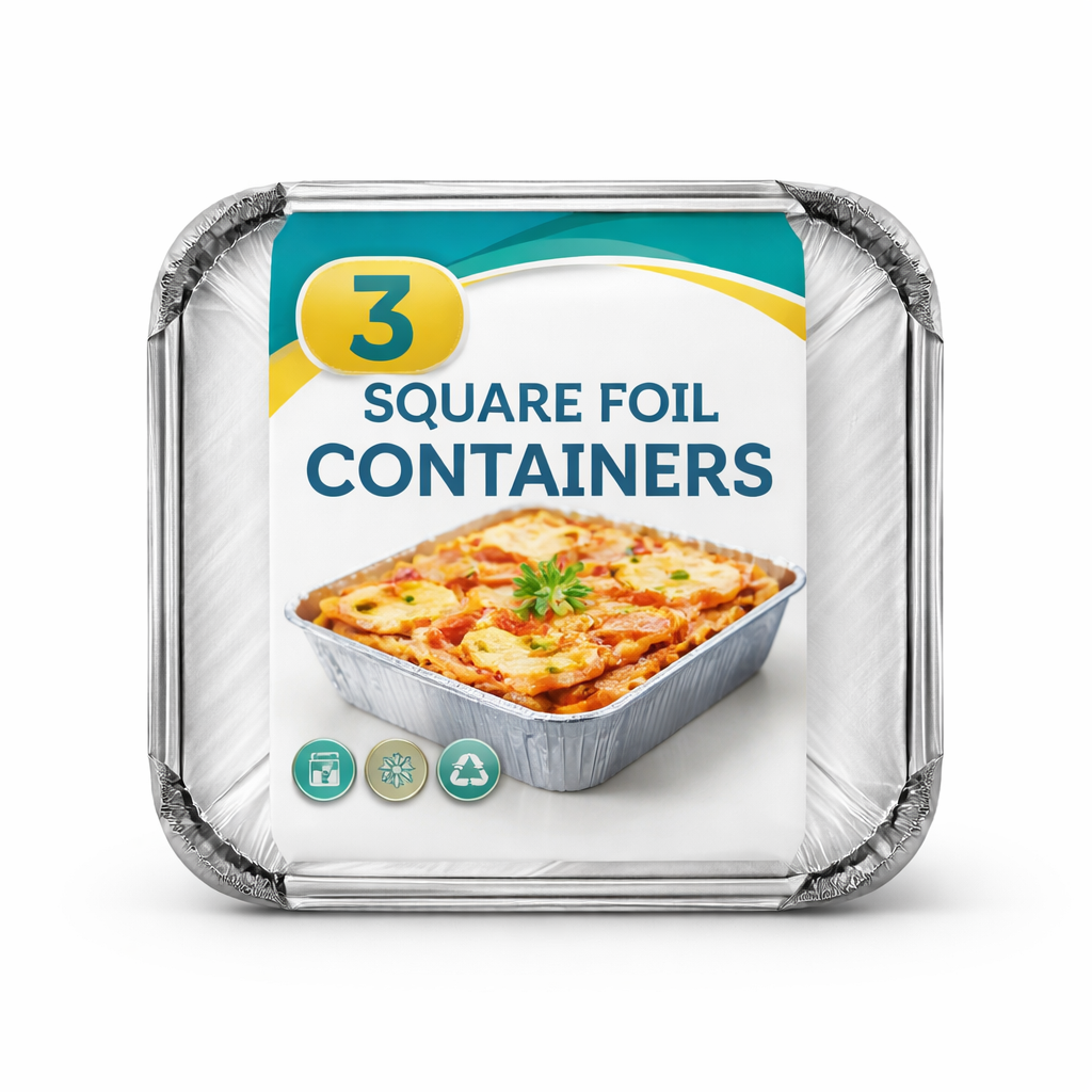 3 SQUARE FOIL CONTAINERS