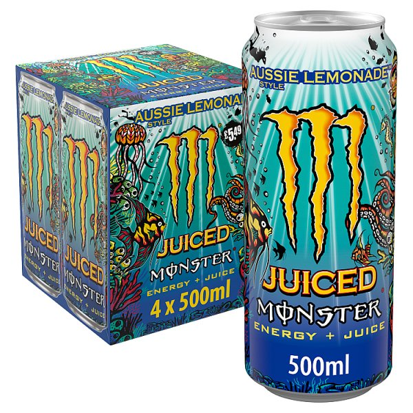 MONSTER ENERGY DRINK AUSSIE STYLE LEMONADE 4 X 500ML £5.49