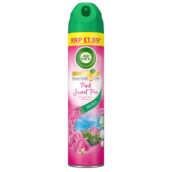 AIR WICK PINK SWEET PEA AEROSOL 300ML NEUTRALISES ODOURS