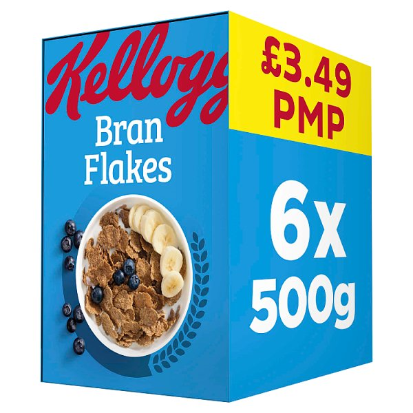 KELLOGG'S BRAN FLAKES BREAKFAST CEREAL 6X500G PMP £3.49