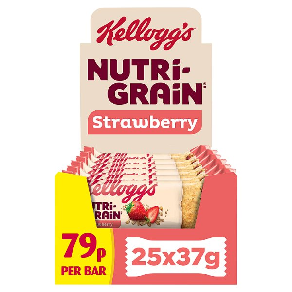 KELLOGG'S NUTRI-GRAIN STRAWBERRY SNACK BAR 25 X 37G PMP £0.79