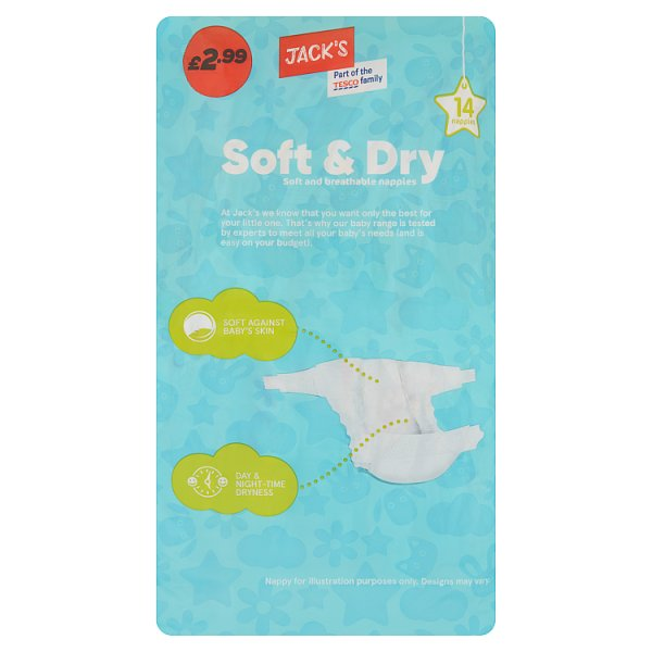 JACK'S SOFT & DRY SIZE 5 14 NAPPIES