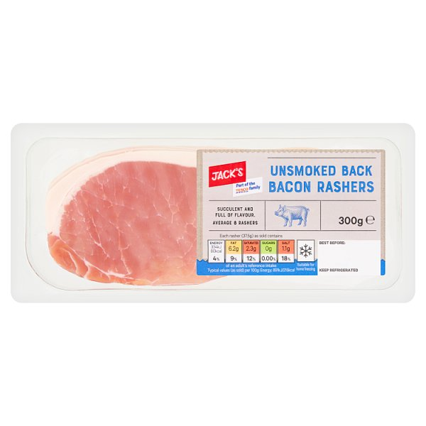 JACKS UNSMOKED BACON PMP219 300G