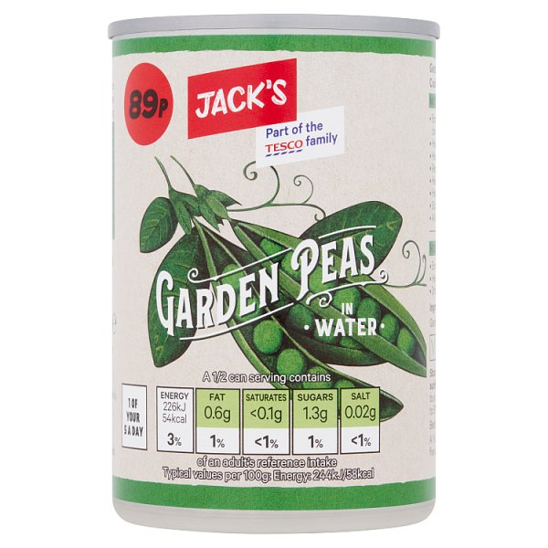 JACK'S GARDEN PEAS IN WATER 300G