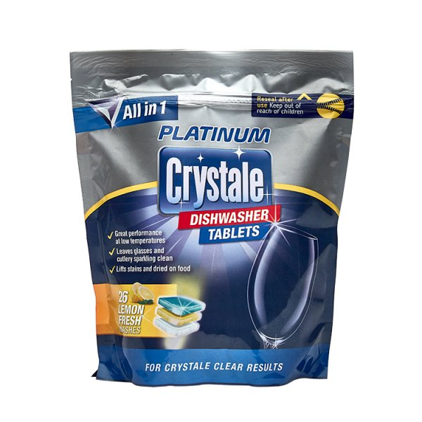 CRYSTALE PLATINUM DISHWASHER TABLETS LEMON FRESH WASHES 26 X 18G (468G)