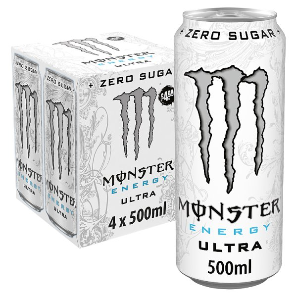 MONSTER ENERGY DRINK ULTRA ZERO SUGAR 4 X 500ML PM £4.99