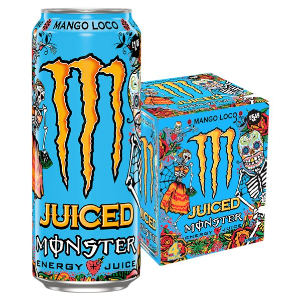 MONSTER ENERGY DRINK MANGO LOCO 4 X 500ML PM £5.49