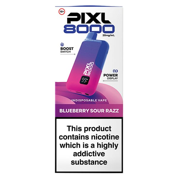 PIXL 8000 BLUEBERRY SOUR RAZZ INDISPOSABLE VAPE 20MG/ML
