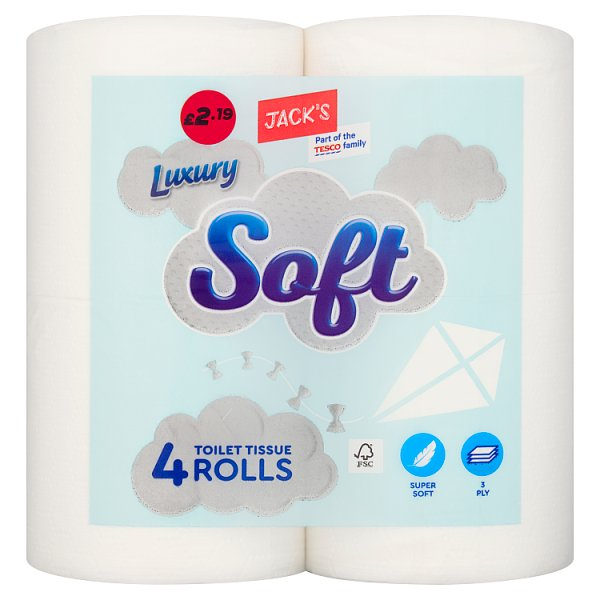 JACK'S 4 LUXURY SOFT TOILET TISSUE ROLLS
