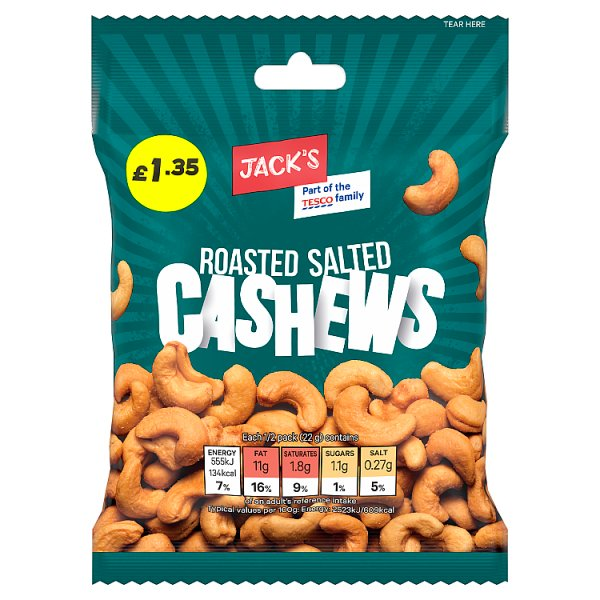 JACKS SALTED CASHEWS PM135 45G
