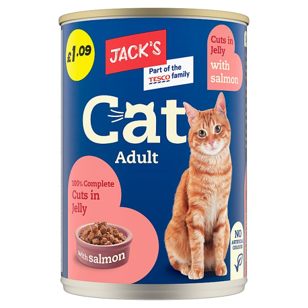 JACK'S ADULT CAT 100% COMPLETE CUTS IN JELLY WITH SALMON 415G
