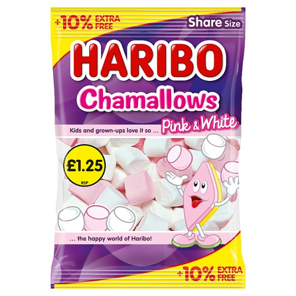HARIBO CHAMALLOWS PINK & WHITE MARSHMALLOWS SHARING BAG 154G